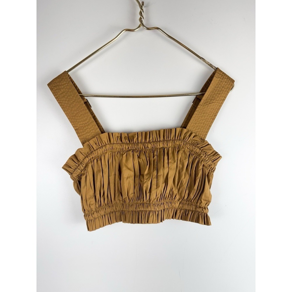 Lee Mathews Ruffle Crop Top Sz XS Boho Cottage Core Prairie Rushed NEW